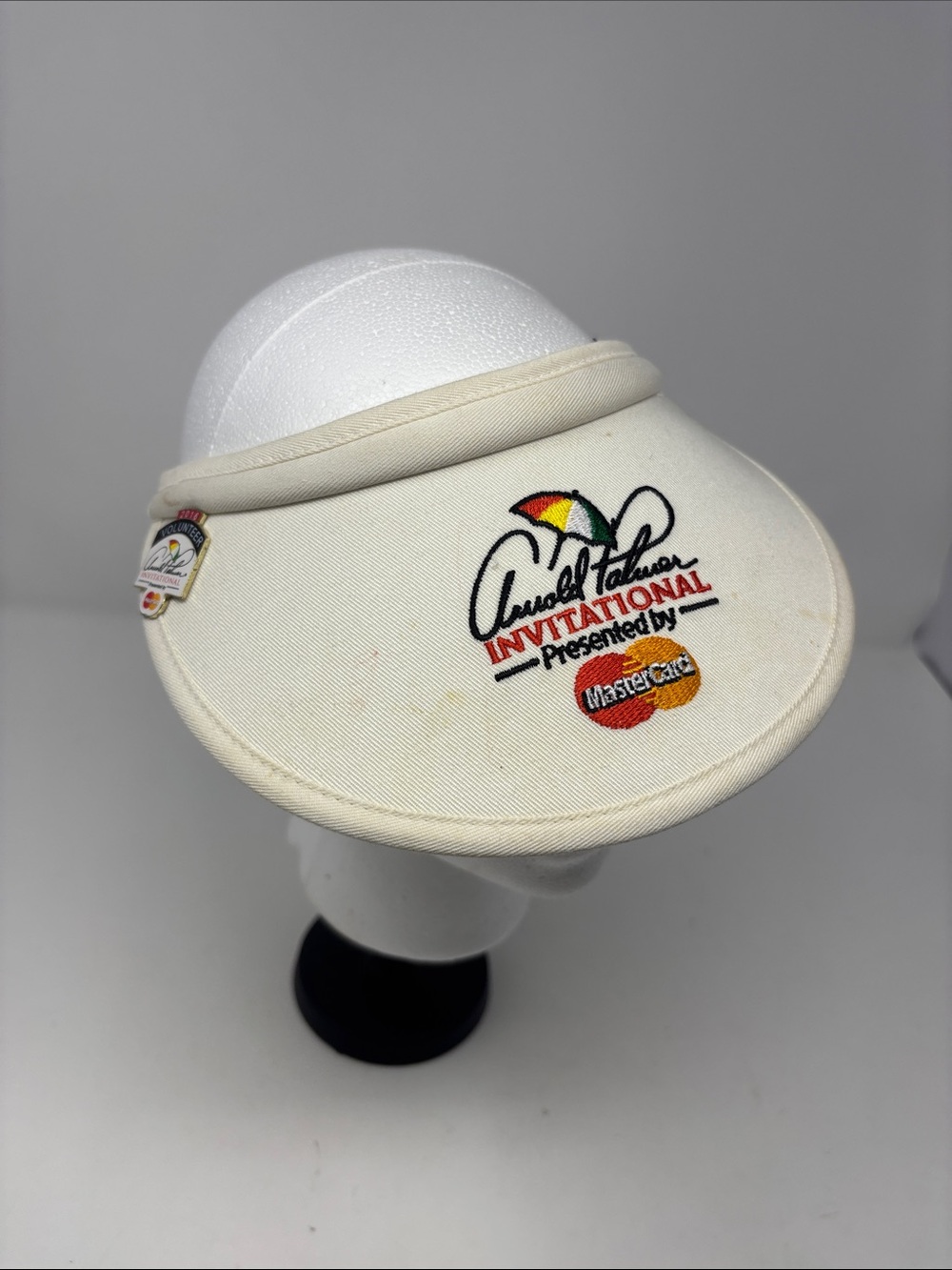 Vintage Arnold Palmer White Women's Golf Visor w Invitational Embroidered Logo